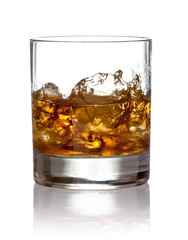 Whiskey splash. on a white background