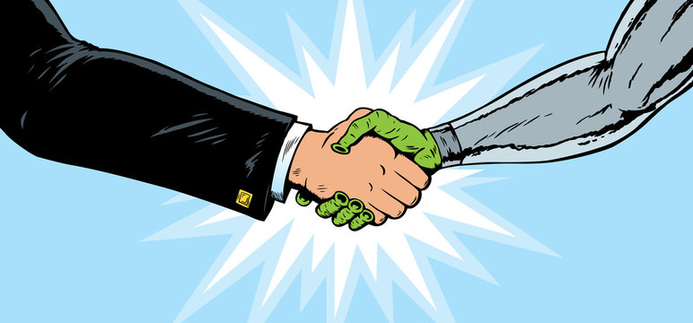 Alien Businessman Handshake