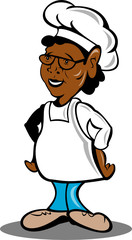 African american chef cartoon standing akimbo