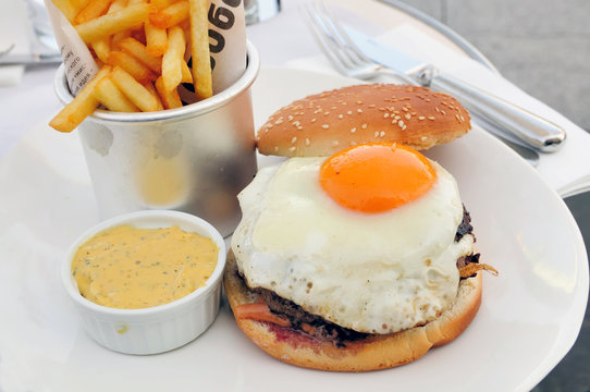 American cheese burger with French-fries