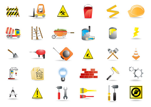 Vector illustration of building and construction icons