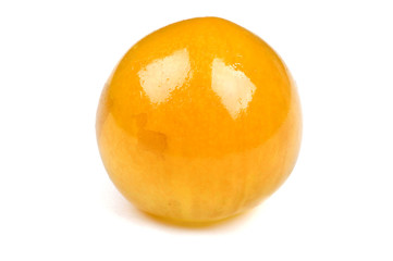 Yellow plum on white close up