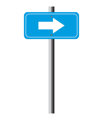 Blue direction arrow sign vector