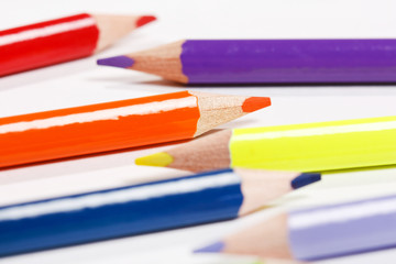 Fototapeta premium Color pencils on white background