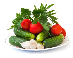 Fresh vegetables, isolated on a white background.