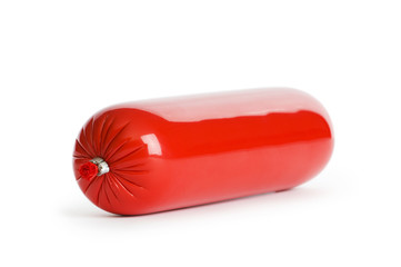 Smoked sausage isolated on the white background