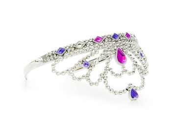 Silver diadem isolated on the white background