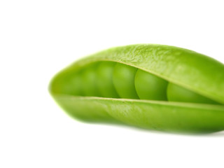 Fresh peas on white background