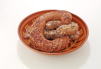 ceramic dish with granary rolls