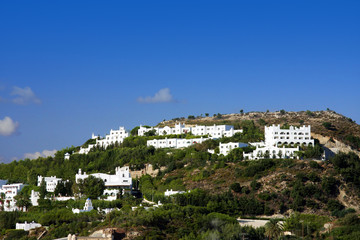 Fototapeta na wymiar Greece, Rhodes, building at hill top