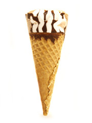 Chocolate ice cream on white background