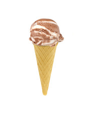 Chocolate ice cream on white background