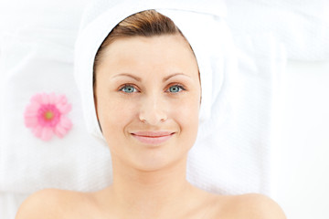 Portrait of a happy woman in a spa center