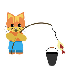 cat with rob and fish