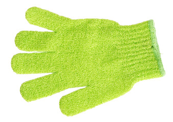 Hand bath sponge  gloveisolated on white