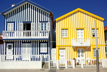 Typical  houses of Costa Nova, Aveiro, Portugal.