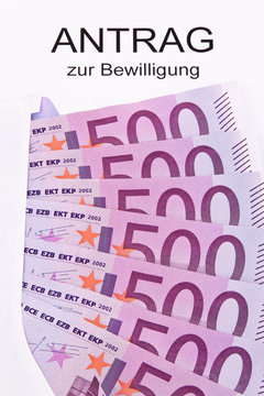 Euro Geldscheine und Antrag