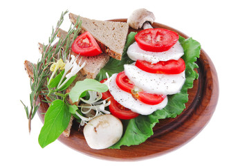 light white feta cheese and vegetables