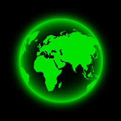 Green Glowing Neon Earth Globe