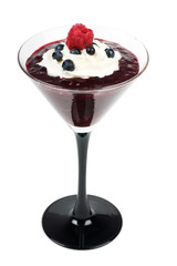 Huckleberry cocktail with whipped cream