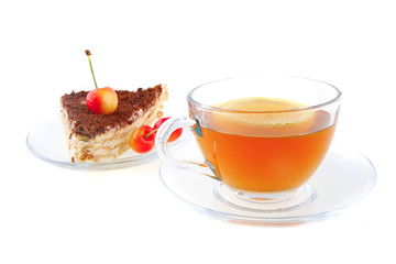 tea and cherry cake