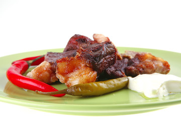 roast beef chunks on plate