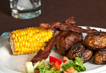 Grilled veal, with corn