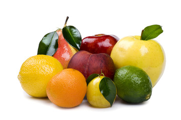 Fresh fruit on white background