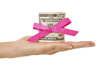 Giving money - dollars