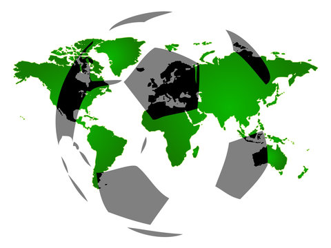 Background of world map, modern football