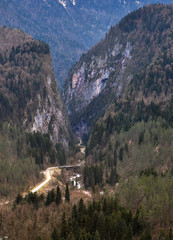 Caucasus canyon aerial view