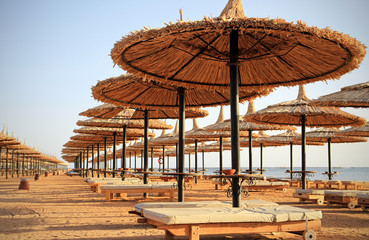 Egyptian sunbeds on the beach