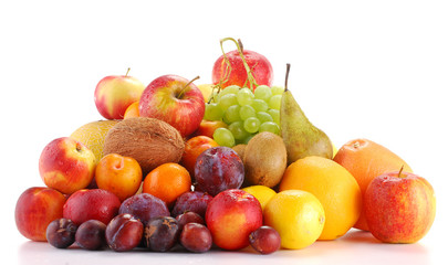 Composition with fruits isolated on white background
