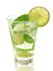 Mojito cocktail on white background