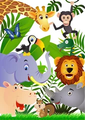 Stickers pour porte Zoo Bande dessinée animale