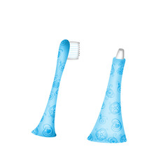 illustration of isolated toothbrush with toothpaste and tube