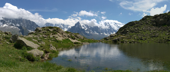 panoramic view on mountain lake