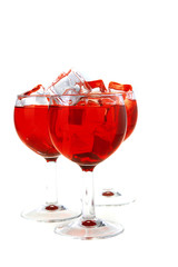 wine and ice cubes