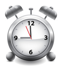 Time to work! Classical Alarm Clock isolated on white. EPS10