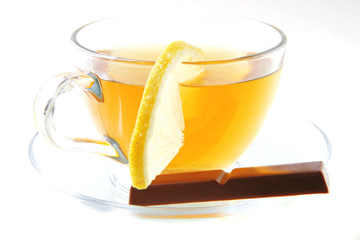 black tea and chocolate bar