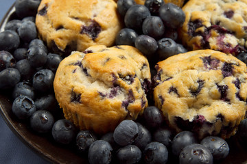 plate of blueberry muffins