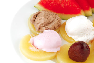 fruits mixed with ice cream