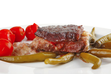 red roast steak in yellow cheese