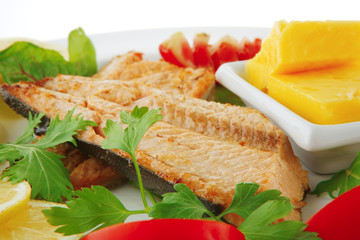 roast salmon and butter