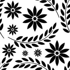 Papier Peint photo autocollant Fleurs noir et blanc Motif floral sans soudure