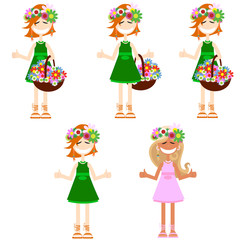 Set of girls in dresses the Vector illustration