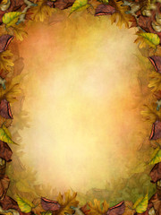 Fototapeta Kolorowe liście na jesiennym tle obraz