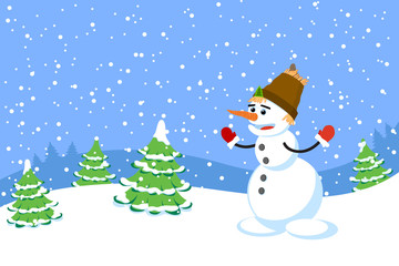 The amusing snowman. A vector illustration