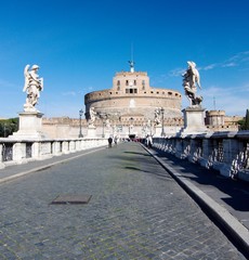 Naklejka premium Sant' Angelo Bridge and Castle Sant Angelo in Rome