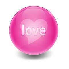 Esfera brillante con texto *love